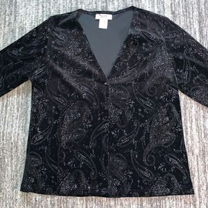 MaxiMa Women’s Size Medium Evening Jacket Black‎ Metallic Mini Rhinestones NWOT